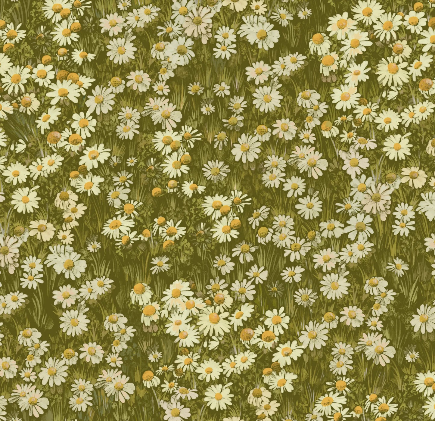 Daisy Green Fabric - 1 Metre - Fabric