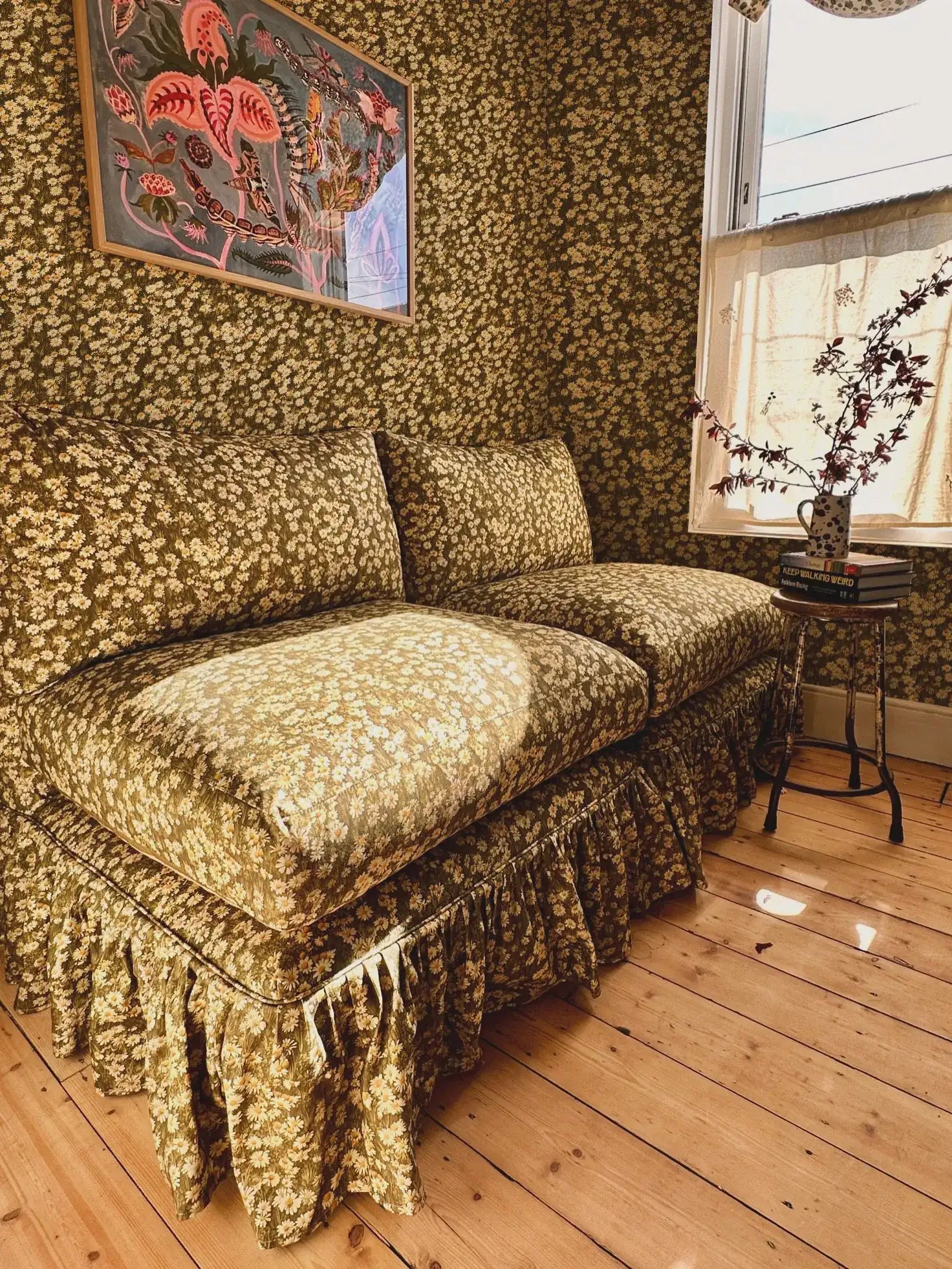 Daisy Green fabric - Fabric